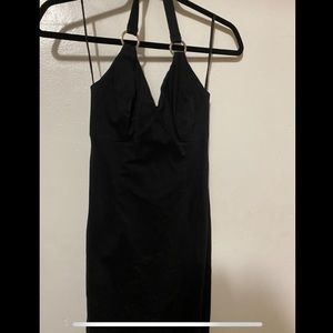 Black halter mini dress